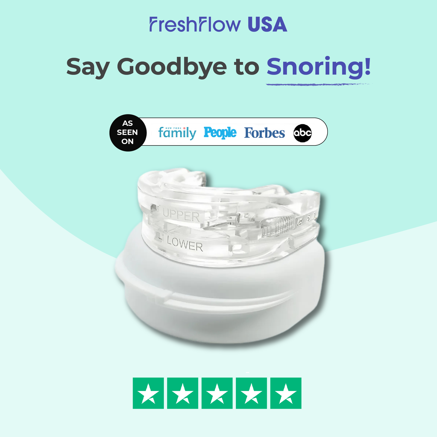 FreshFlow™ USA Adjustable Anti-Snoring Mouthpiece